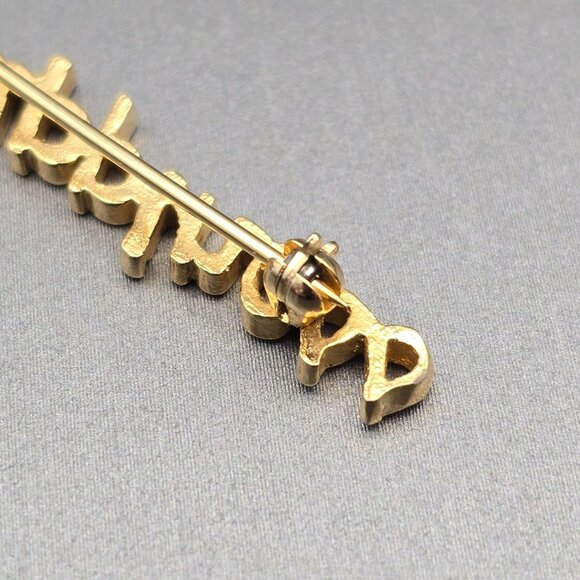 VTG 'Happiness' Gold-Plated Brooch Pin 1 3/8" Script Inspirational Personalized - Picture 5 of 6
